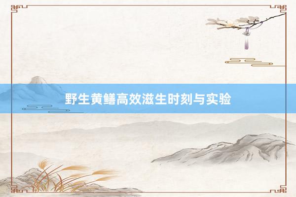 野生黄鳝高效滋生时刻与实验