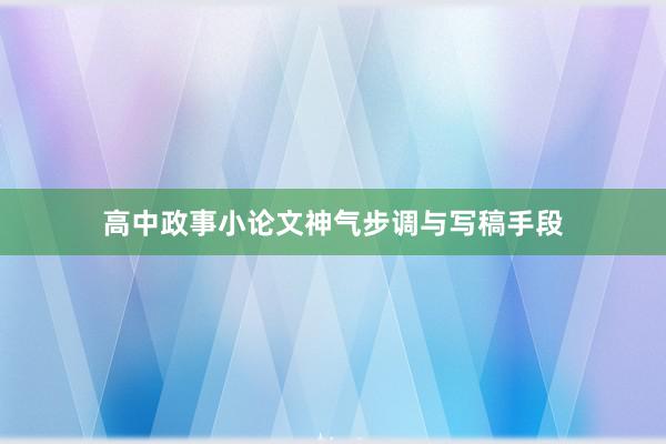 高中政事小论文神气步调与写稿手段